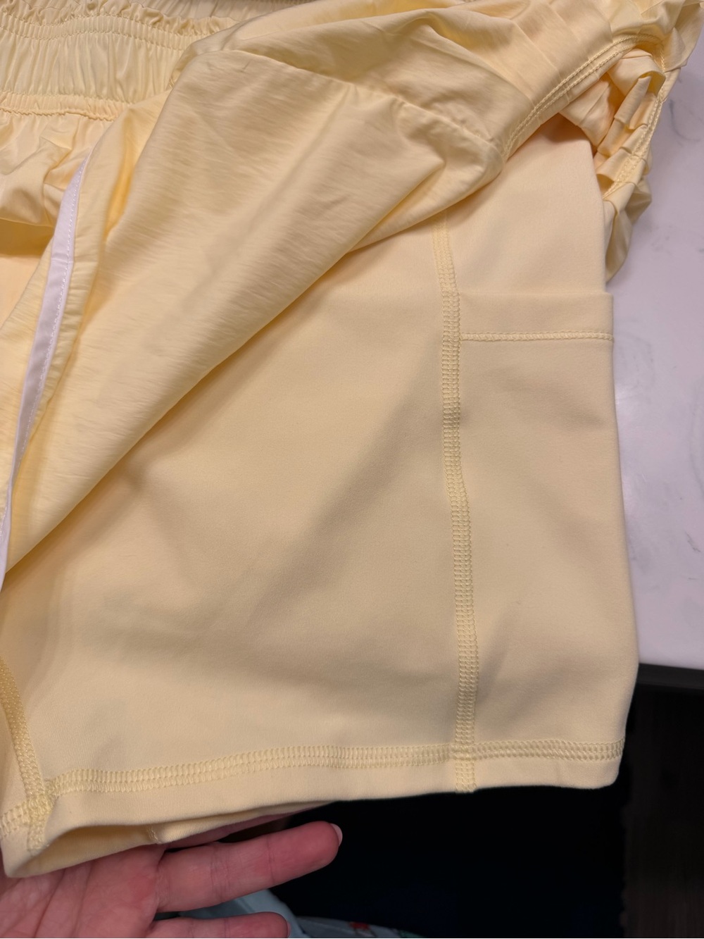 Yogalicious Light Yellow Knot-Front Tank & Elastic Waist Shorts Set - Picture 6 of 6
